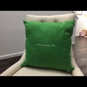 Kate Spade This IS The Life Green Pillow